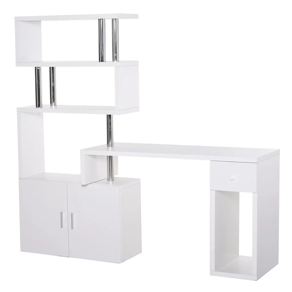 L-shaped/I-shaped desk, corner desk, computer desk, combination desk with bookcase and drawer, honeycomb top