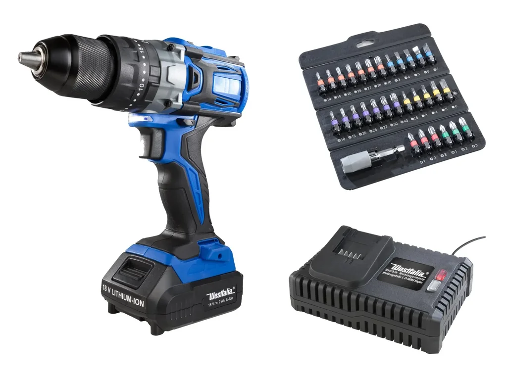 Cordless impact drill ABS18BL18 V Li-Ion (2.0 Ah battery + 4 A charger + 31-piece bit set)