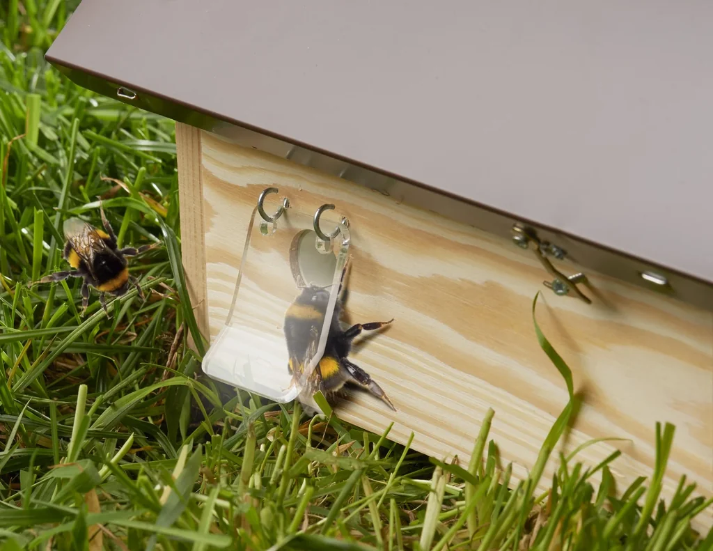 Wax moth barrier for bumblebee houses