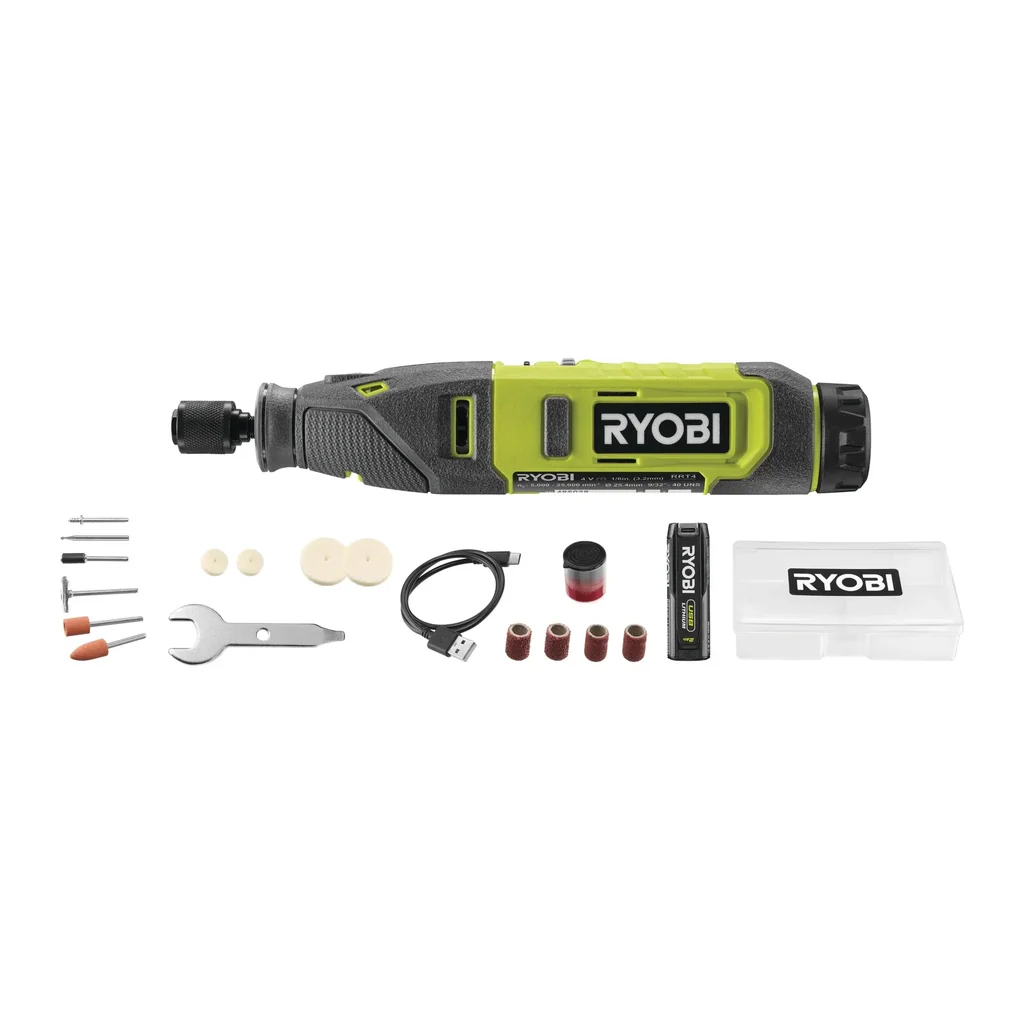 Cordless rotary tool 4V USB, including 4V 2.0 Ah battery and USB-C charger