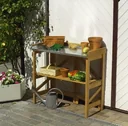 Foldable planting table with shelf