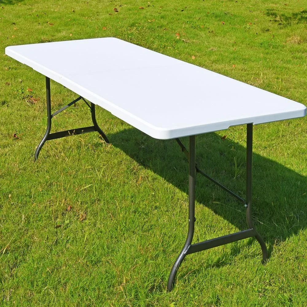 Folding table | Camping table | Garden table | Folding table | White - Plastic 183 x 76 x 74 cm