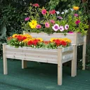 Raised bed 2 levels cold frame herb bed planter with drainage holes solid wood natural 115 x 114 x 76 cm