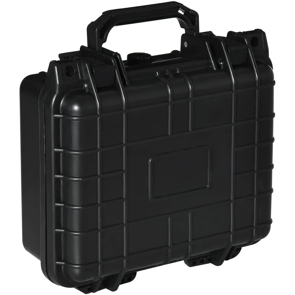 Set of 2 tool cases empty with tool box handle foam waterproof plastic silica gel black 26 x 22 x 12 cm