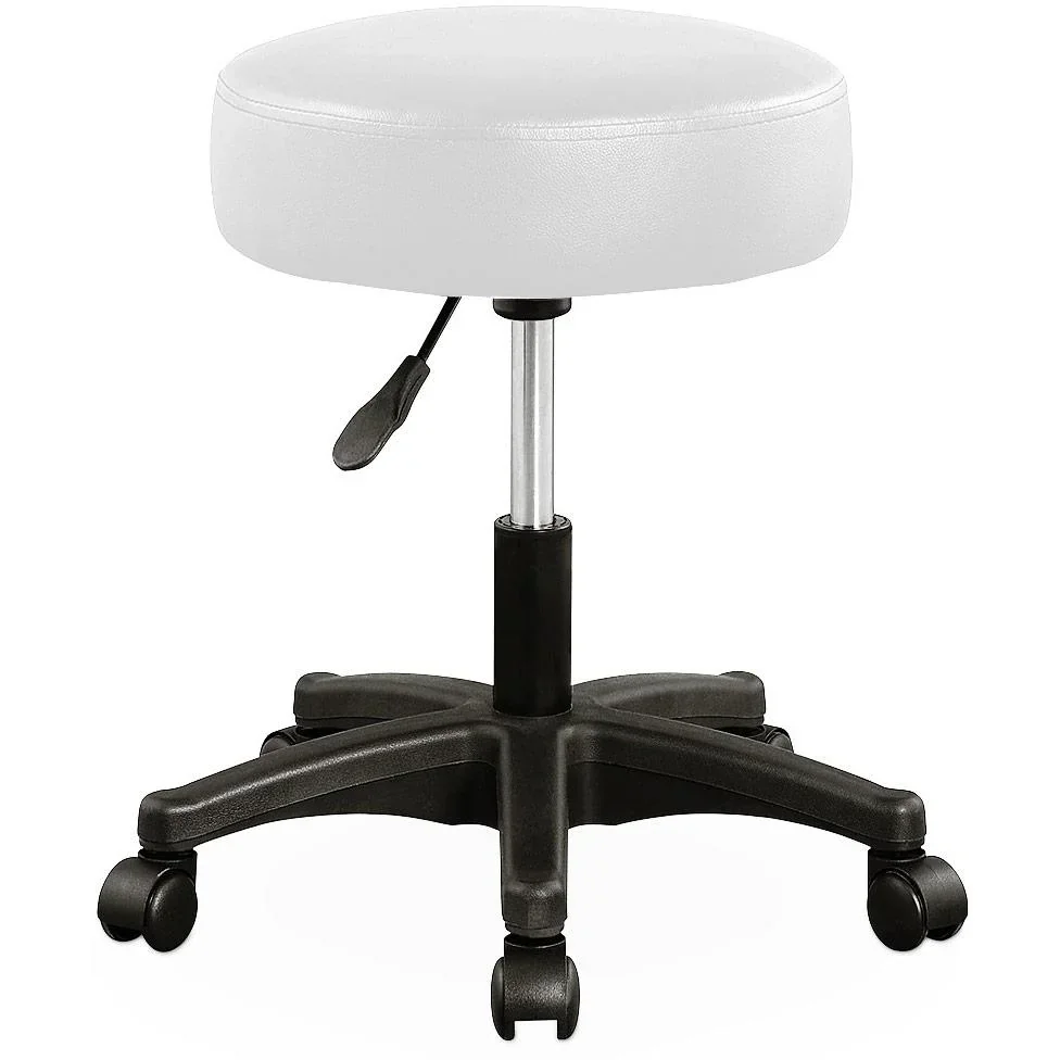 Stool / office stool / workbench - rotatable and adjustable - white