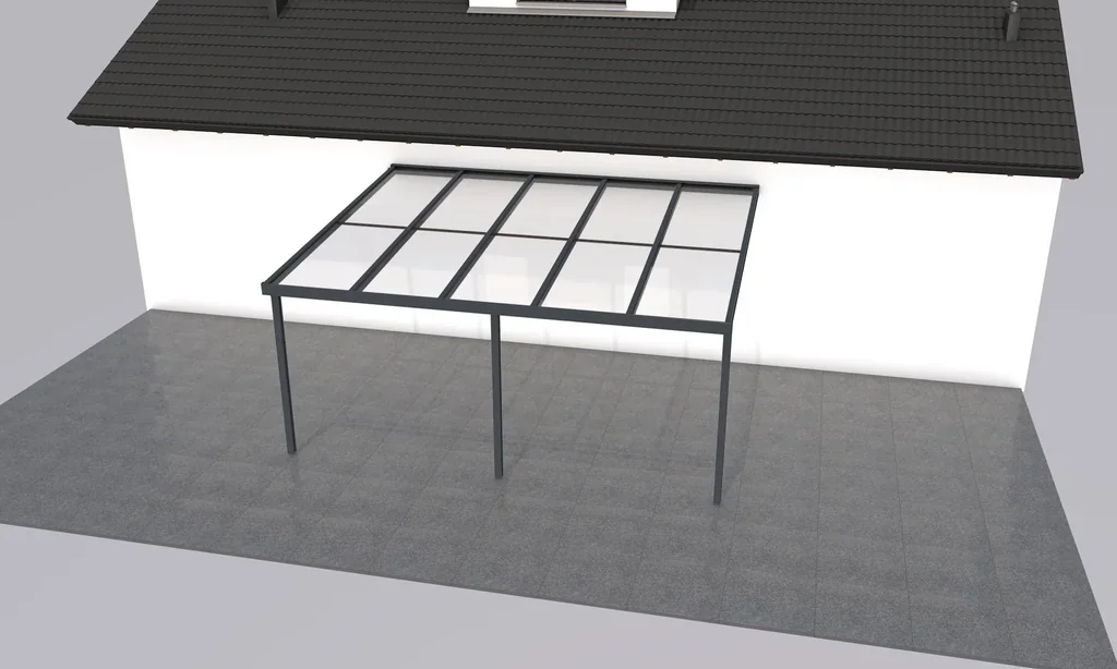 Patio roof Premium, anthracite, 5100 x 4060 mm - Acrylic multi-wall sheets 16 mm, bronze