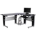 Corner desk with safety glass