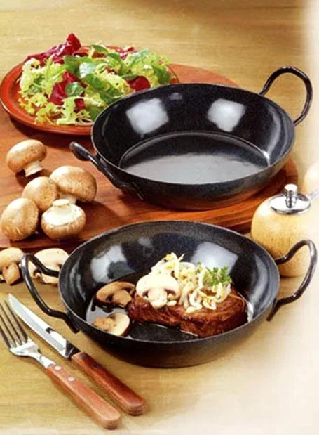 Gourmet pans, set of 2, steel enamel