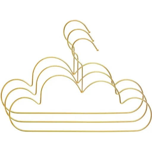 "Set of 3 children's coat hangers - cloud motif - gold image"