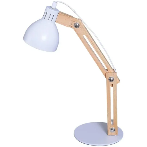 "Table lamp desk lamp adjustable reading lamp office metal + wood white 26 x 15 x 41 cm image"
