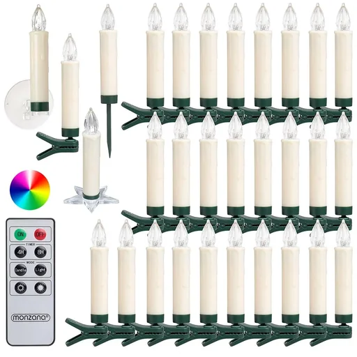 "LED Christmas tree lights - Christmas tree decorations - Set of 30 colored lights, remote controlled image"