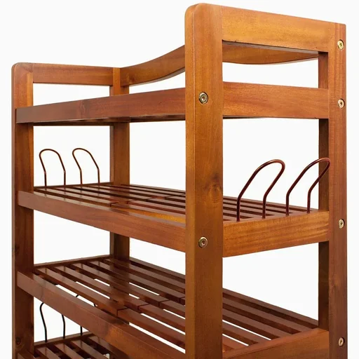 "Acacia wood shoe rack with 5 ni image"