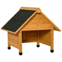 Wooden garage for robotic lawnmowers, robotic lawnmower garage, carport for robotic lawnmowers, sun and rain protection, yellow, 75 x 76 x 70 cm
