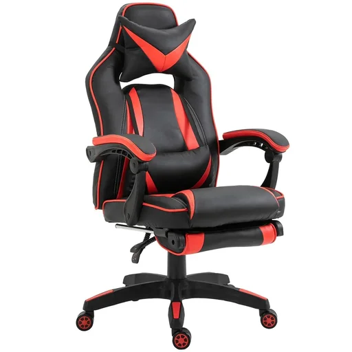 "Office chair desk chair with headrest footrest swivel chair deck chair height adjustable PVC leather artificial leather nylon Sc image"