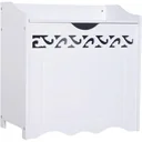 Bathroom cabinet laundry basket chest box storage box with lid MDF white 55 x 34 x 58 cm