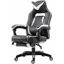 Executive office chair with footrest sports seat artificial leather white