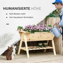 Raised bed planter flower box flowerpot with drainage holes nonwoven fabric fir wood natural 129 x 78.5 x 82.5 cm