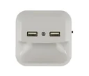 LED night light with integrated twilight sensor and 2 USB sockets