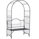 Rose arch with bench, rose bench, arbor bench, philosopher's bench, garden bench, metal, black, 115 x 59 x 203 cm