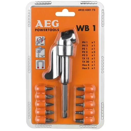 "Angle screw head WB1 10 scr-bits 11pc image"