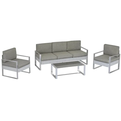 "4-piece garden furniture garden sofa set garden lounge set with backrest and armrest metal turning process garden set Sit image"