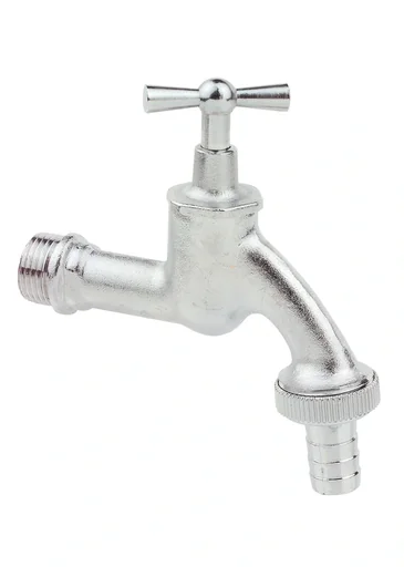 "MS outlet valve with toggle handle, matt chrome, 1/2"AG x 3/4"AG x 1/2"T image"
