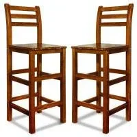 "2x bar stools acacia wood image"