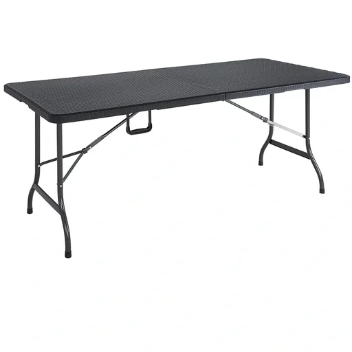 "Foldable garden table in black polyrattan look 180x75x73cm image"