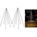 Flagpole SET of 2 - Lighting - 400 LEDs - 8 meters - Warm white light - waterproof