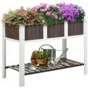 Planting table garden work table wooden garden beds for vegetables flowers, plant pot with shelf, 119 x 57 x 89 cm, fir, n