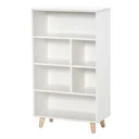 Bookcase living room shelf bookcase standing cabinet with 6 compartments white+natural MDF 60 x 30 x 103.3 cm multi-level