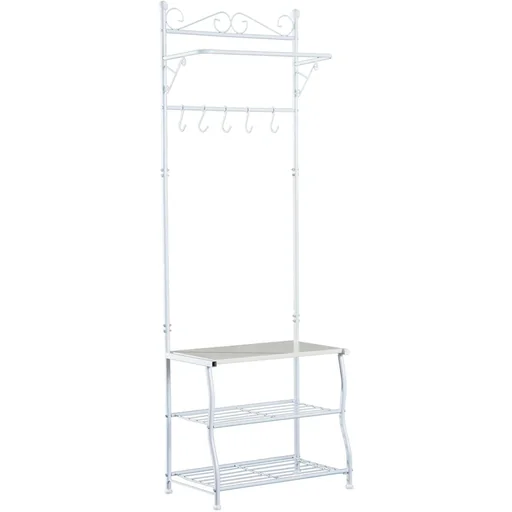 "Clothes rack with 3 shoe shelves hallway steel white image"