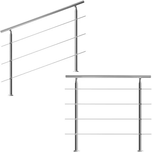 "Railing - stainless steel - 150 cm - 4 posts image"