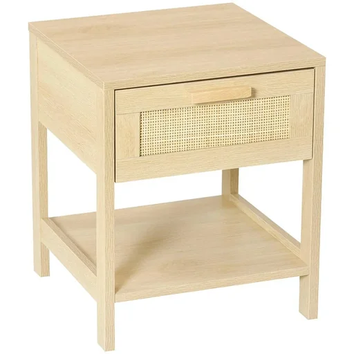 "Bedside table with drawer and open shelf natural image"