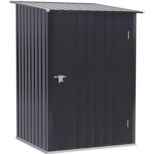 "Tool shed with pent roof 1 x 1 m metal garden house tool shed 0.92 m² galvanized steel dark grey image"