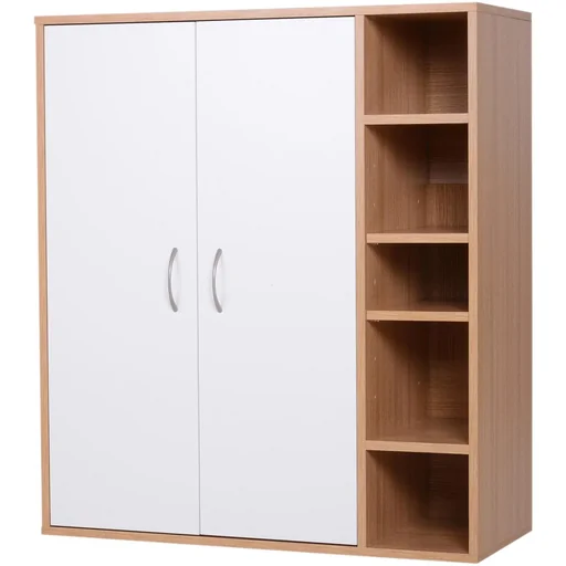 "Multi-purpose cabinet, standing cabinet, standing shelf, decorative cabinet, bookcase, cabinet, natural wood, 80 x 32 x 90.5 cm image"