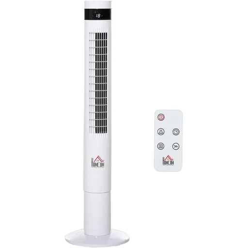 "Tower fan with remote control white image"