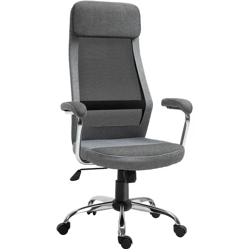 "Ergon office chair with high backrest, light grey, black image"