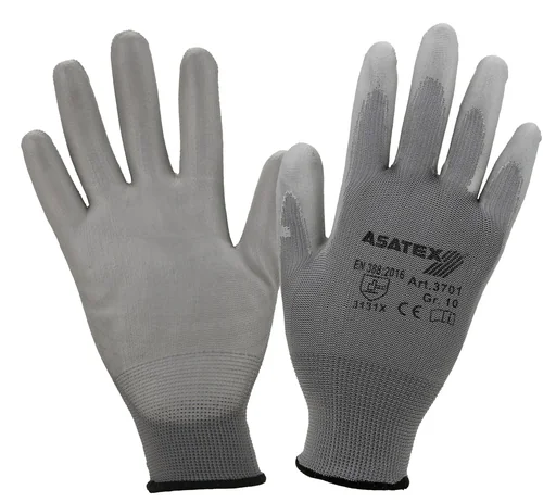 "Fine-knitted gloves with PU coating, grey, size 10 image"