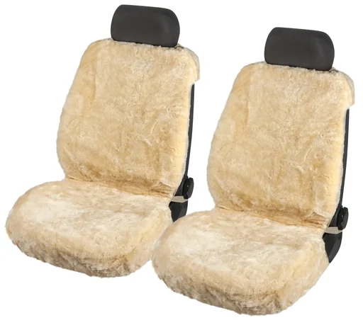 "Car seat cover Tiauna double cap lambskin beige with ZIPP IT system image"