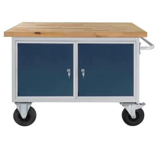 "Table trolley shelving trolley RAL7035/7016 - 2 cabinets + 2 shelves, W1300xD600xH827mm image"