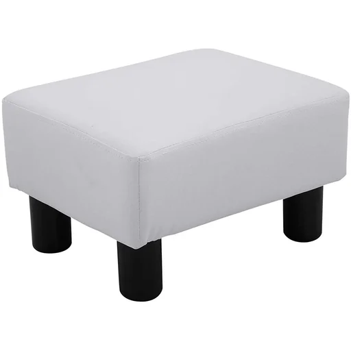 "Footstool seat stool bench Chesterfield made of artificial leather white image"
