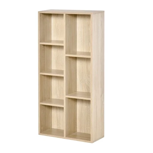 "Bookcase living room shelf bookcase standing cabinet with 7 compartments oak chipboard 50 x 24 x 106 cm image"