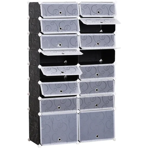 "Shoe cabinet DIY shoe rack wardrobe shelving system plug-in shelf wardrobe cabinet 16 compartments image"