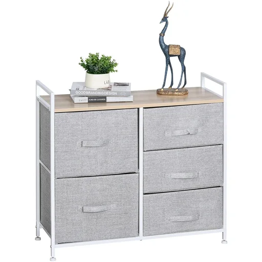 "Fabric chest of drawers with 5 fabric drawers image"