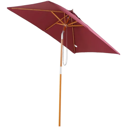 "Parasol Garden Parasol Foldable 3-tier parasol made of wood + polyester wine red image"