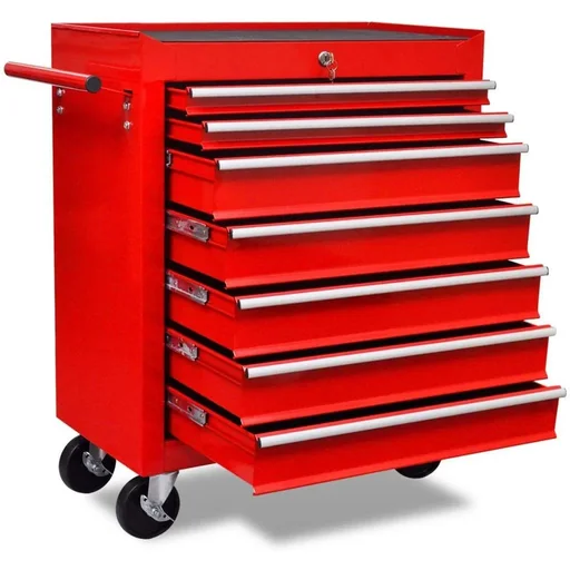 "Red tool trolley with 7 drawers image"