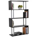Freestanding shelf 4 compartments room divider corner shelf wall shelf black