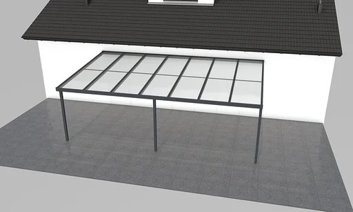 "Patio roof Premium, anthracite, 7120 x 4060 mm - Polycarbonate multi-wall sheets 16 mm, clear image"