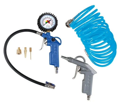 "Set of compressed air blow-out guns with nozzle + compressed air tool set, 5 pieces. image"